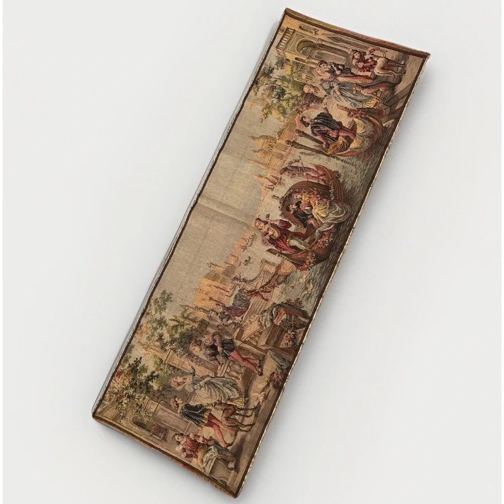 ANTIQUE WALL HANGING TAPESTRY COURTING COUPLES GONDOLA CANALS DOGS 57